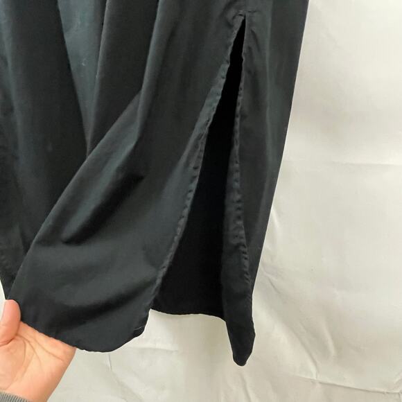 🍒 Cotton Oversized Boxy Midi Shirt Dress Black Button Front Classic Poplin XS - Picture 6 of 10